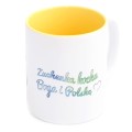 Kubek żółty Zuchenka kocha Boga i Polskę